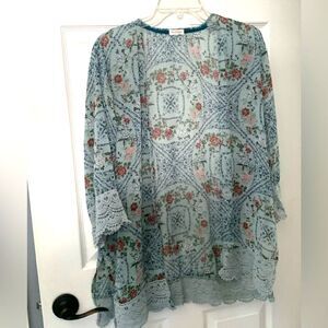 MASON & BELLE open front sheer floral kimono cardigan robe Women’s size Small